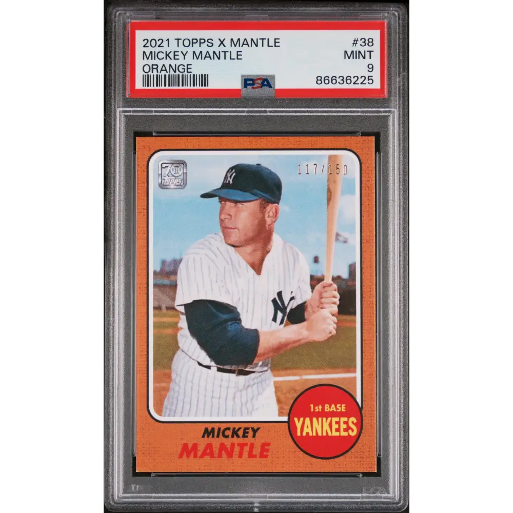 2021 TOPPS X MICKEY MANTLE COLLECTION ORANGE #38 - PSA 9 - Graded Sports Cards PSA 9