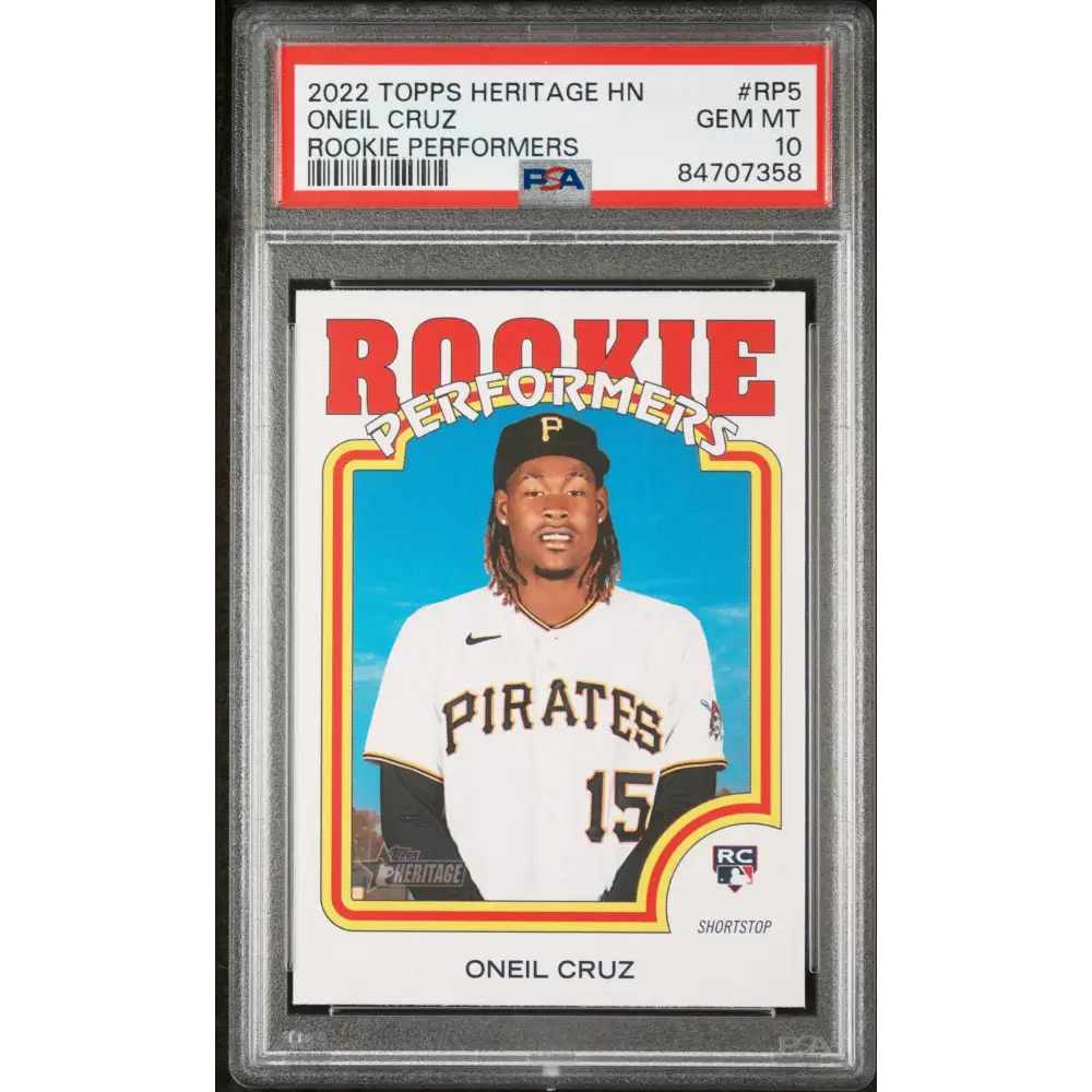 2022 TOPPS HERITAGE HIGH NUMBER ROOKIE PERFORMERS ONEIL CRUZ #RP5 - PSA 10 - Graded Sports Cards PSA 10