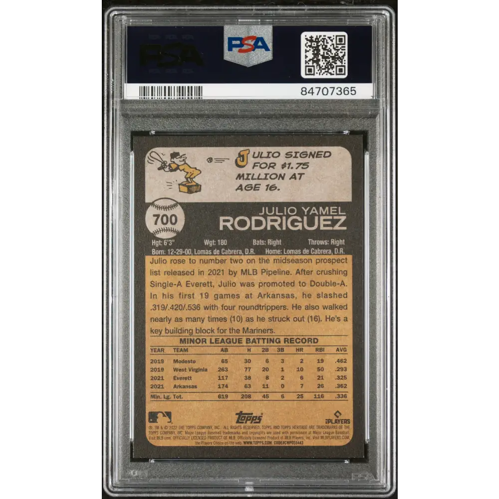 2022 TOPPS HERITAGE JULIO RODRIGUEZ #700 - PSA 10 ROOKIE CARD - Graded Sports Cards PSA 10