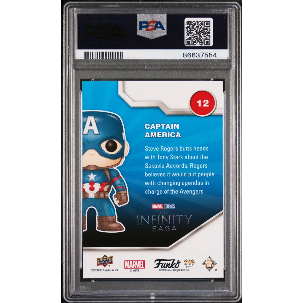 2023 UPPER DECK FUNKO POP MARVEL CAPTAIN AMERICA PLATINUM #12 PSA 10 - Graded Funko Card 10