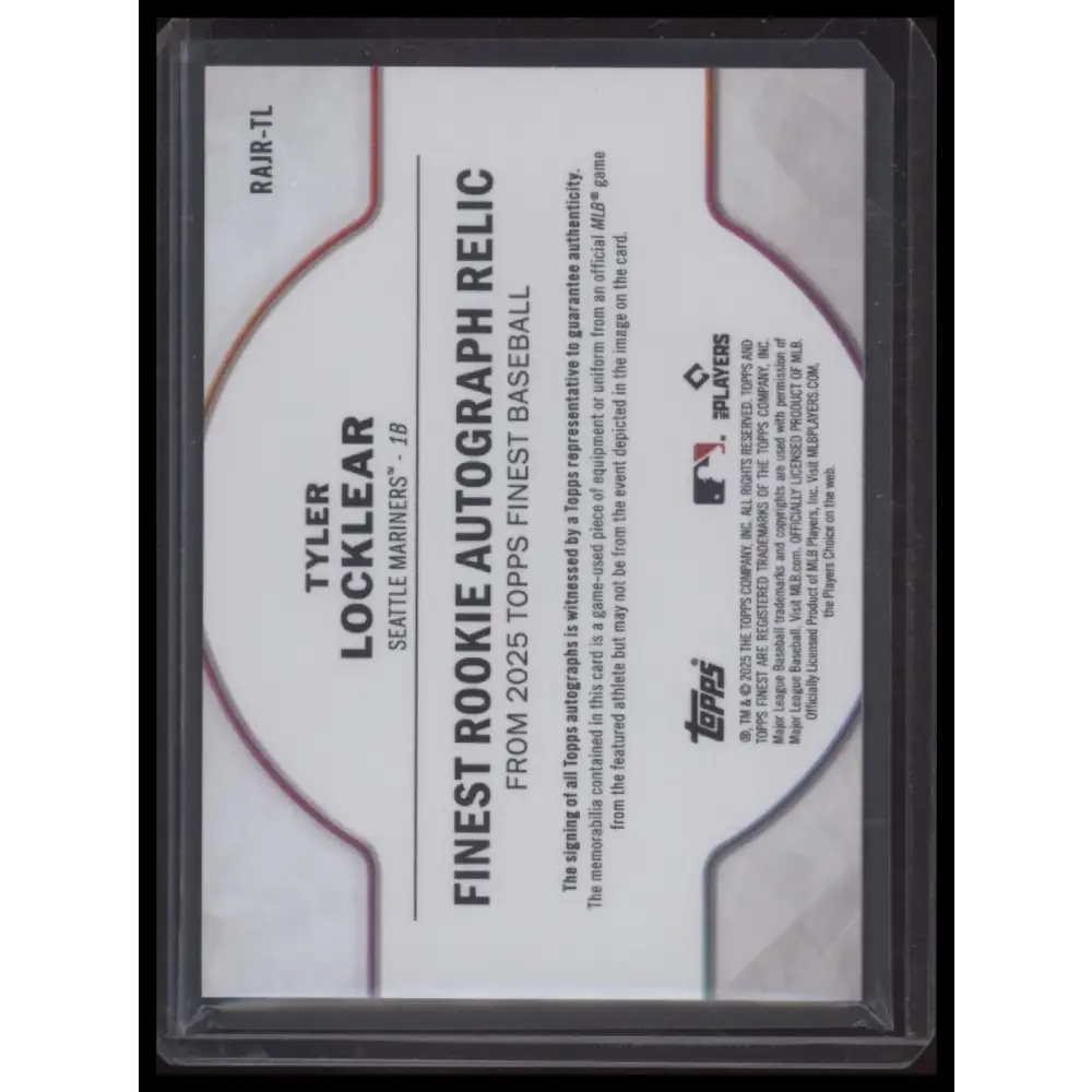 2025 Topps Finest Tyler Locklear RC #RAJR-TL ROOKIE AUTOGRAPH RELIC /299 - Trading Card
