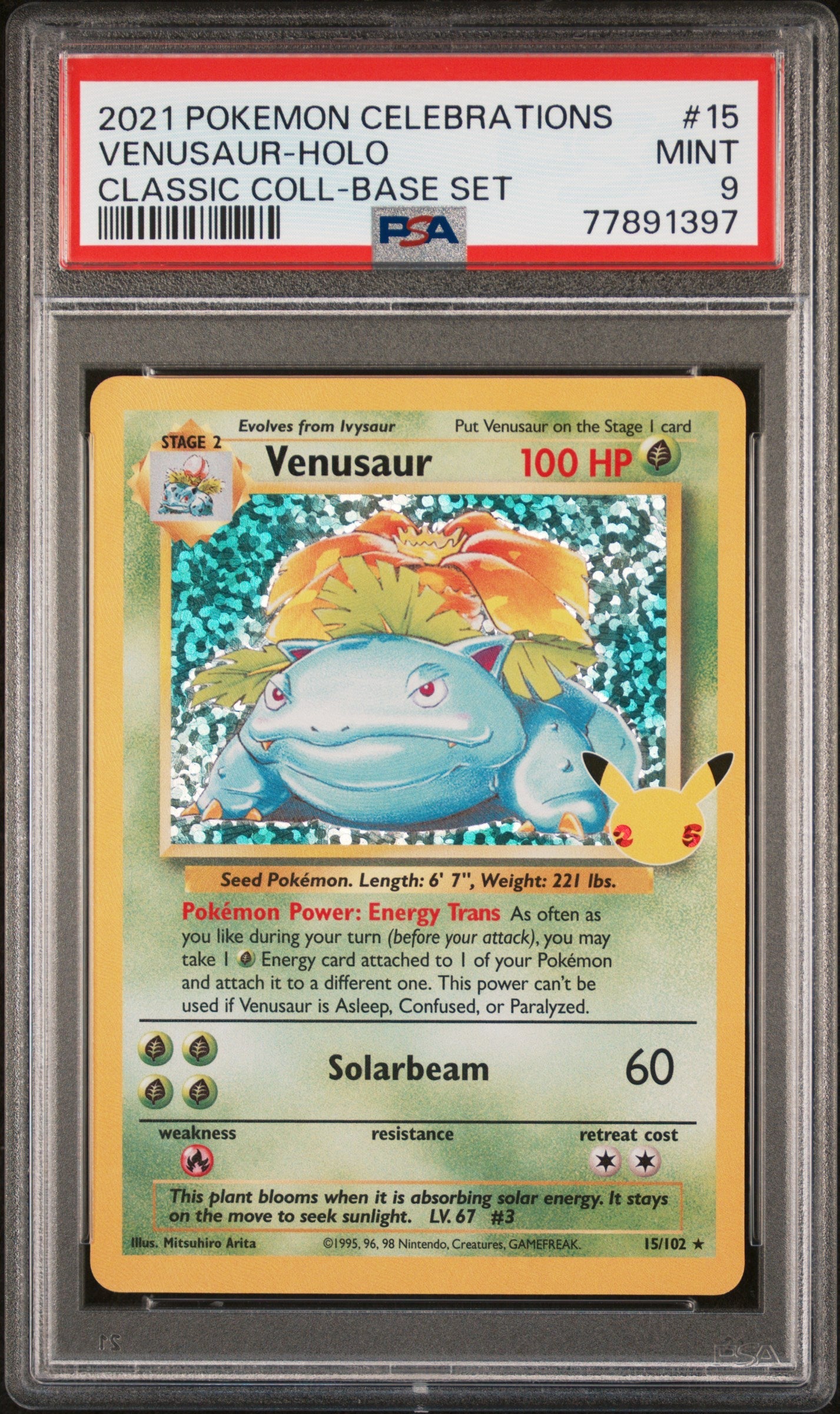 Venusaur-Holo 2021 Pokemon Celebrations Classic Collection #15 PSA 9