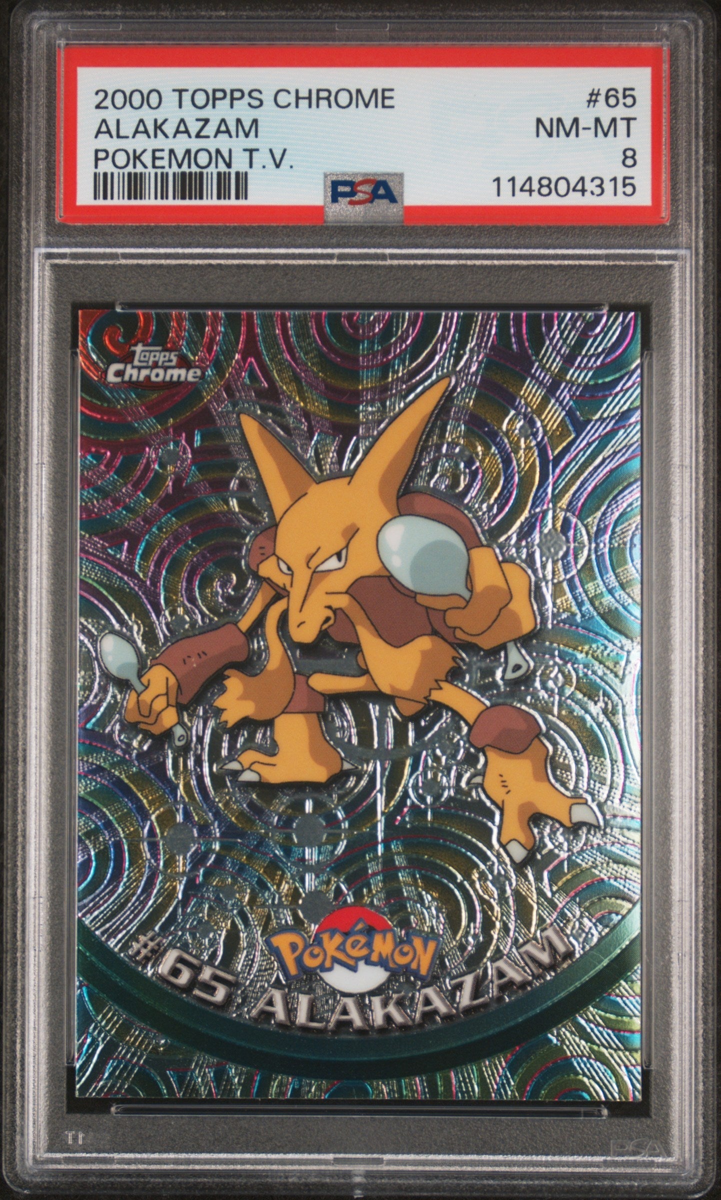Alakazam 2000 Topps Chrome Pokemon T.V. #65 Pokemon T.V. PSA 8