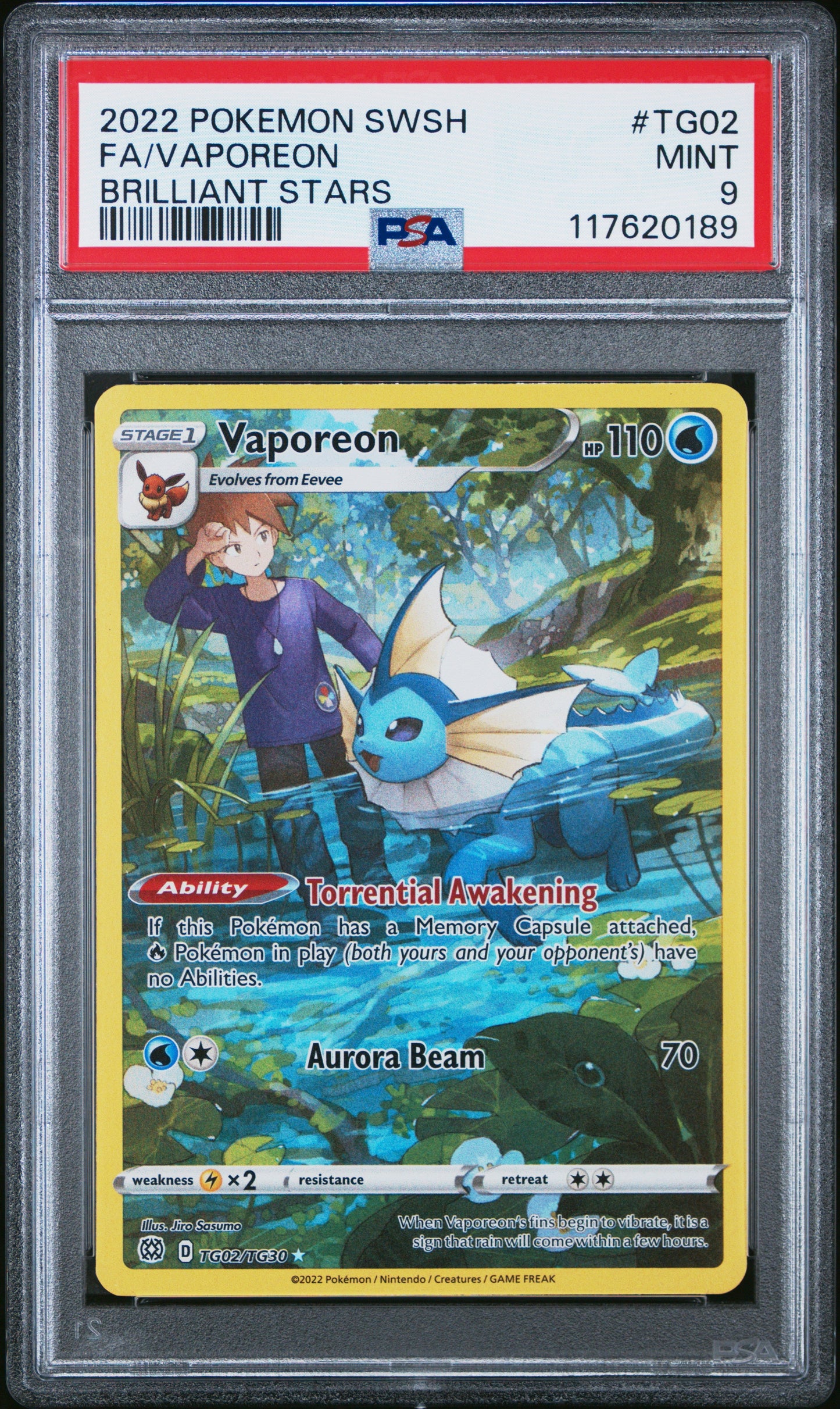 Vaporeon 2022 Pokemon Sword & Shield Brilliant Stars PSA 9