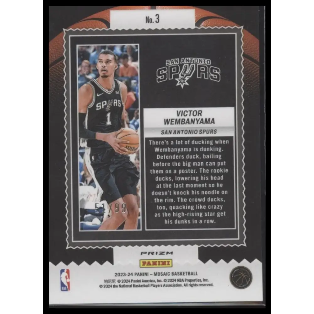 Victor Wembanyama 2023-24 Panini Mosaic Jam Masters Mosaic Reactive Yellow #/99