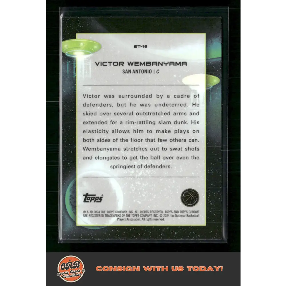 Victor Wembanyama 2023-24 Topps Chrome Cosmic #ET-16 Extraterrestrial Talent - Trading Card