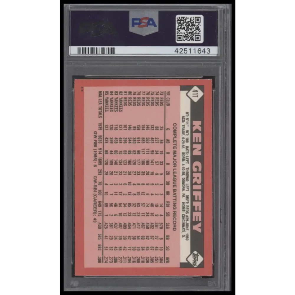 1986 Topps Traded #41T Ken Griffey PSA 8