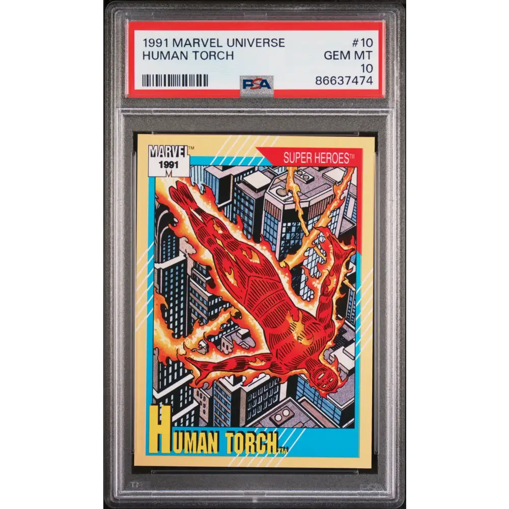 1991 MARVEL UNIVERSE HUMAN TORCH #10 - PSA 10 - Graded Marvel PSA 10