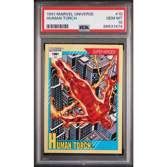 1991 MARVEL UNIVERSE HUMAN TORCH #10 - PSA 10 - Graded Marvel PSA 10