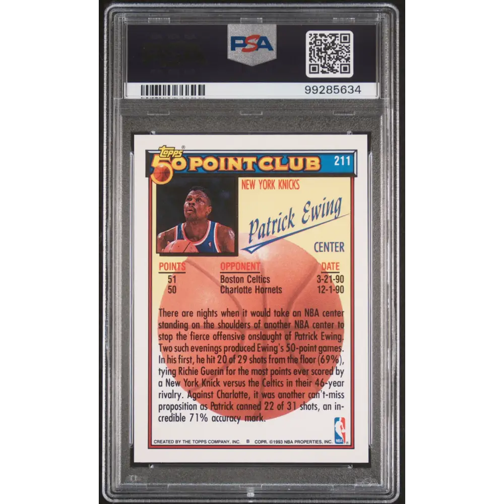 1992 TOPPS PATRICK EWING #211 - PSA 10 - Graded Sports Cards PSA 10
