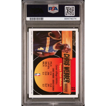 1993 TOPPS BLACK GOLD CHRIS WEBBER #23 - PSA 9 ROOKIE CARD - Graded Sports Cards PSA 9