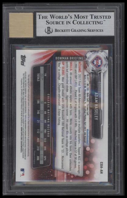 2017 Bowman Chrome Draft Autographs #CDAAH Adam Haseley BGS 9.0