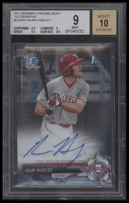 2017 Bowman Chrome Draft Autographs #CDAAH Adam Haseley BGS 9.0