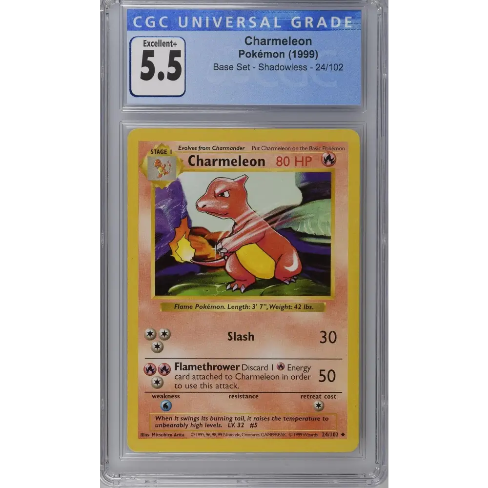 1999 Base Set (Shadowless) #24/102 Charmeleon CGC 5.5