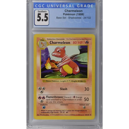 1999 Base Set (Shadowless) #24/102 Charmeleon CGC 5.5