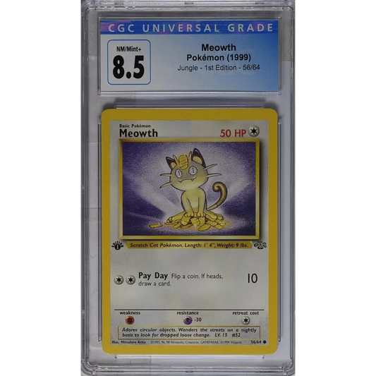 1999 Jungle - 1st Edition #56/64 Meowth CGC 8.5