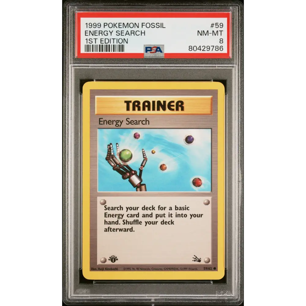 1999 POKEMON FOSSIL ENERGY SEARCH #59 FIRST EDITION - PSA 8 - Graded Pokémon PSA 8