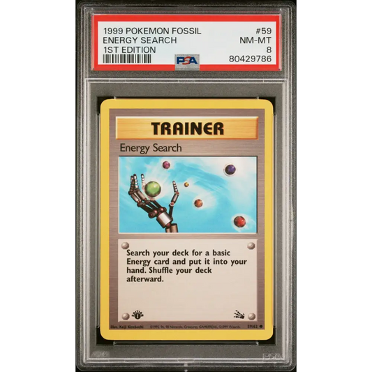 1999 POKEMON FOSSIL ENERGY SEARCH #59 FIRST EDITION - PSA 8 - Graded Pokémon PSA 8
