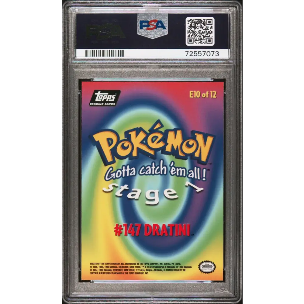 1999 Topps Pokemon The Movie Edt #E10 Dratini #147 Movie Edition PSA 9