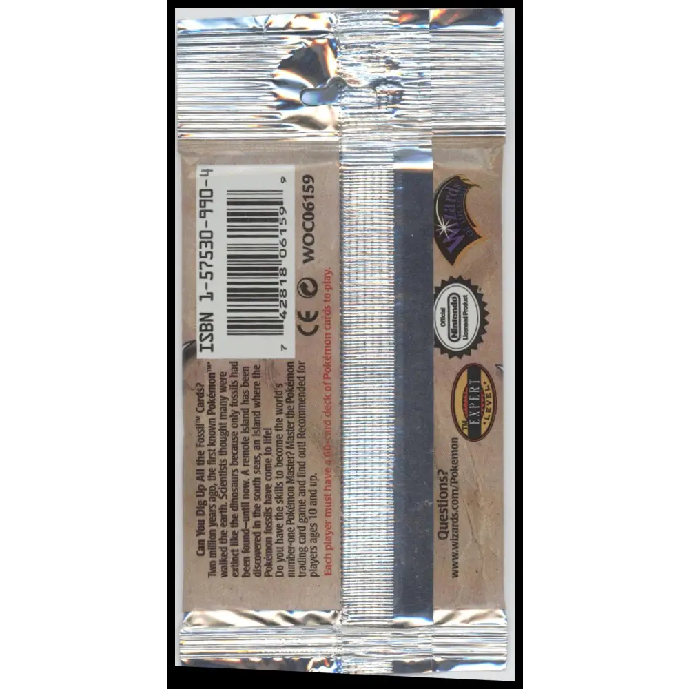 1999 WOTC Pokemon Fossil Unlimited Zapdos Booster Pack