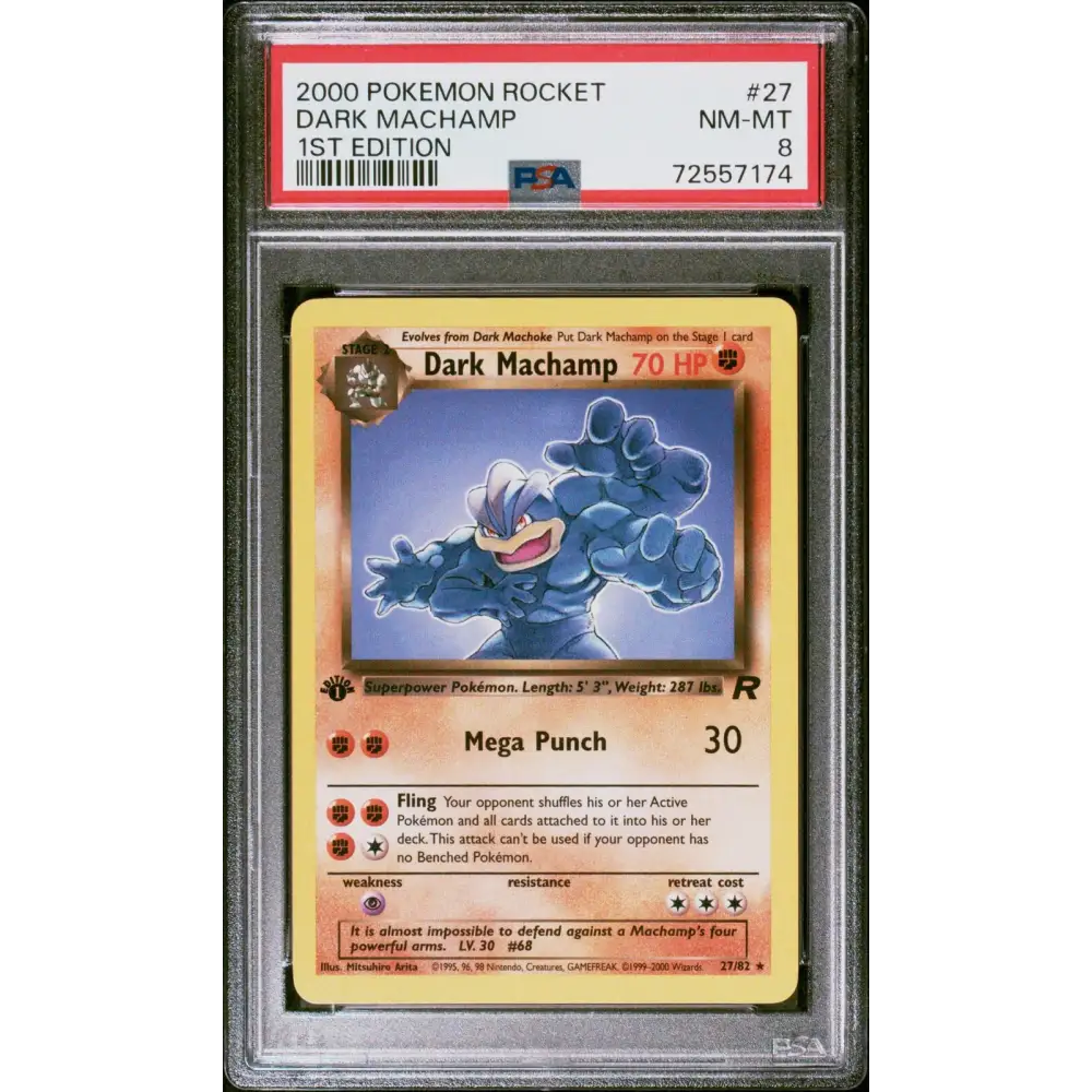 2000 Pokemon Rocket #27 Dark Machamp 1st Edition PSA 8