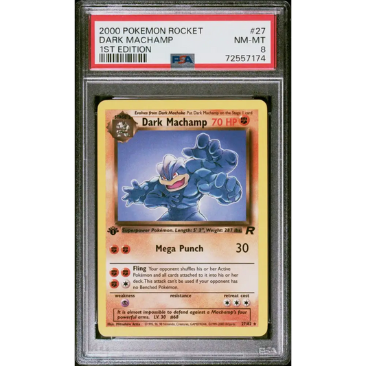 2000 Pokemon Rocket #27 Dark Machamp 1st Edition PSA 8