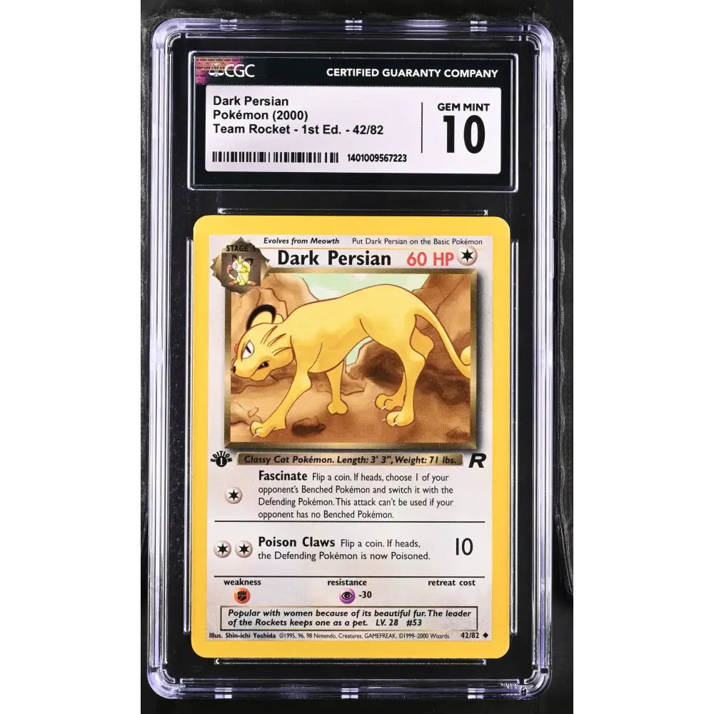 2000 Team Rocket - 1st Edition #42/82 Dark Persian CGC 10