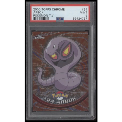 2000 Topps Chrome Pokemon T.V. #24 Arbok Pokemon T.V. PSA 9