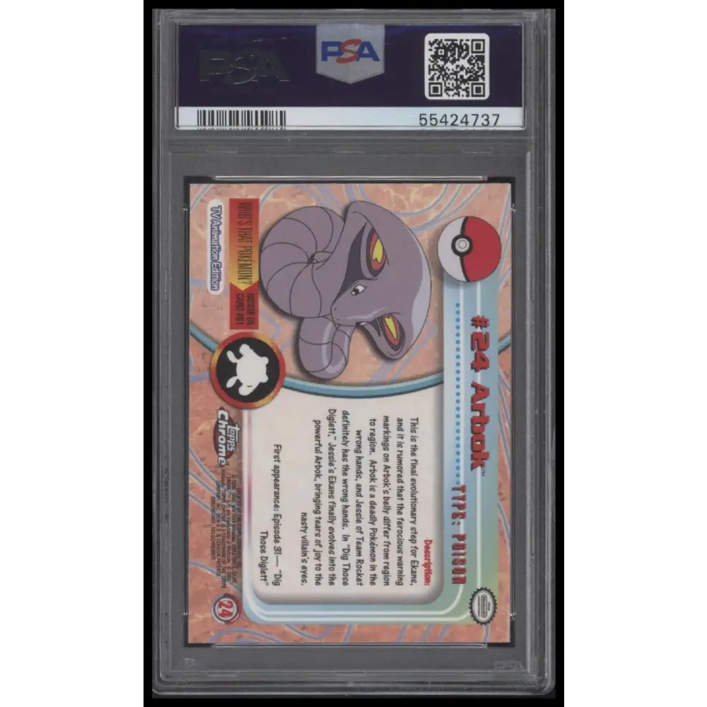 2000 Topps Chrome Pokemon T.V. #24 Arbok Pokemon T.V. PSA 9