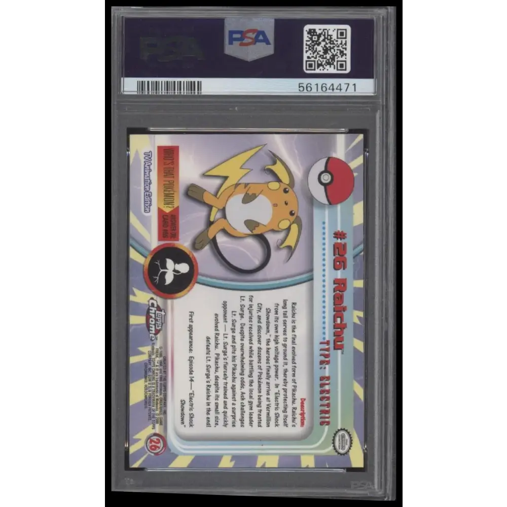 2000 Topps Chrome Pokemon T.V. #26 Raichu Pokemon T.V PSA 8