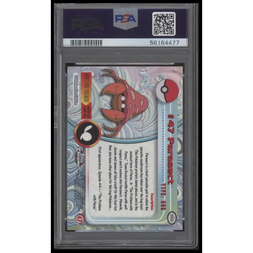 2000 Topps Chrome Pokemon T.V. #47 Parasect Pokemon T.V. PSA 8