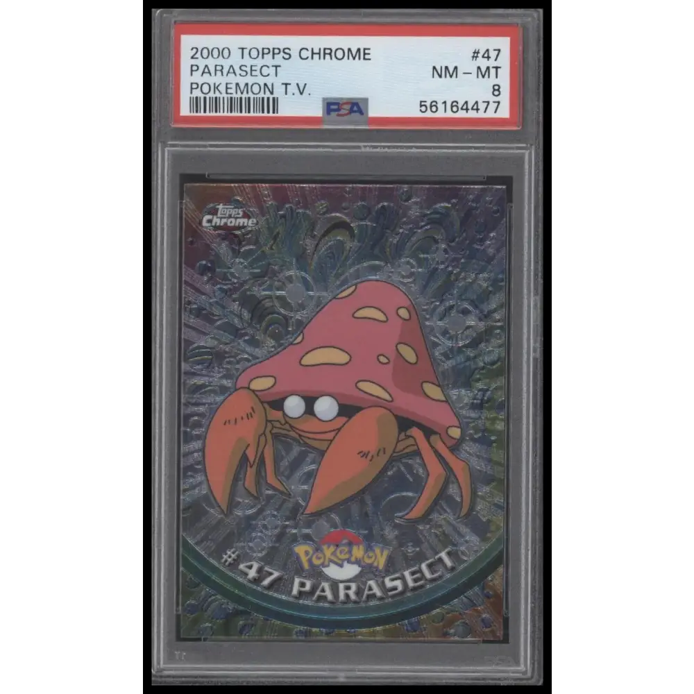2000 Topps Chrome Pokemon T.V. #47 Parasect Pokemon T.V. PSA 8