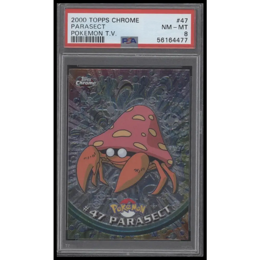 2000 Topps Chrome Pokemon T.V. #47 Parasect Pokemon T.V. PSA 8