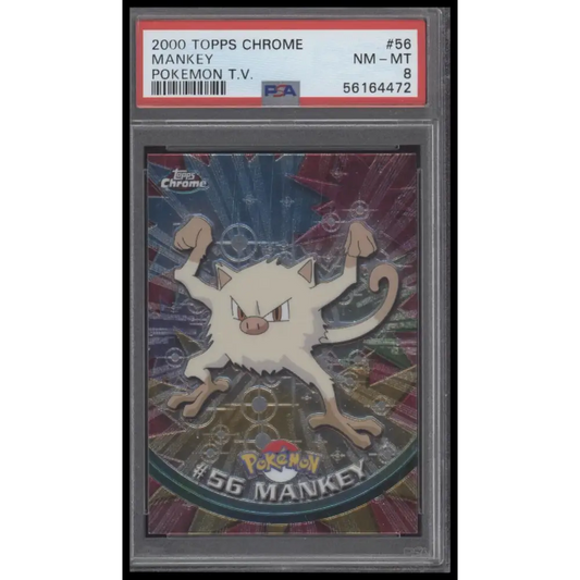 2000 Topps Chrome Pokemon T.V. #56 Mankey Pokemon T.V. PSA 8