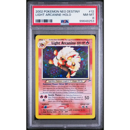 2002 Pokemon Neo Destiny #12 Light Arcanine-Holo PSA 8