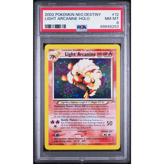 2002 Pokemon Neo Destiny #12 Light Arcanine-Holo PSA 8