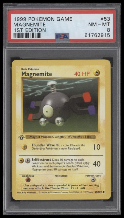 Magnemite 1999 Pokemon Game #53 1st Edition PSA 8