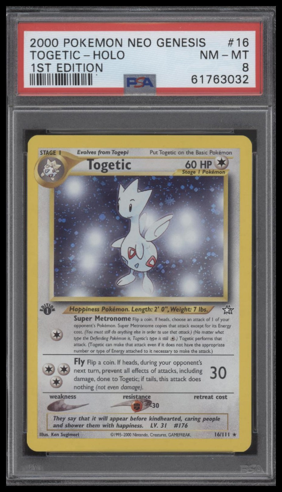 Togetic-Holo 2000 Pokemon Neo Genesis 1st Edition #16 1st Edition PSA 8