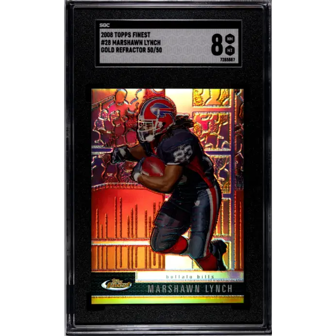2008 Topps Finest #28 Marshawn Lynch Gold Refractor SGC 8