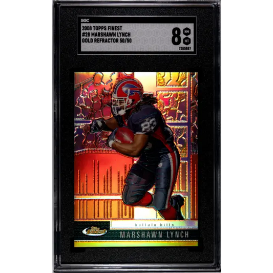 2008 Topps Finest #28 Marshawn Lynch Gold Refractor SGC 8