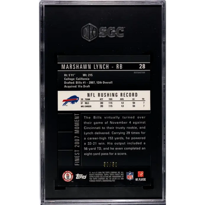 2008 Topps Finest #28 Marshawn Lynch Gold Refractor SGC 8