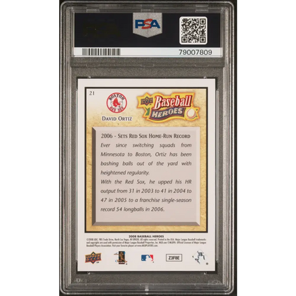2008 UPPER DECK BASEBALL HEROES DAVID ORTIZ BASEBALL #21 - PSA 10 - Graded Sports Cards PSA 10