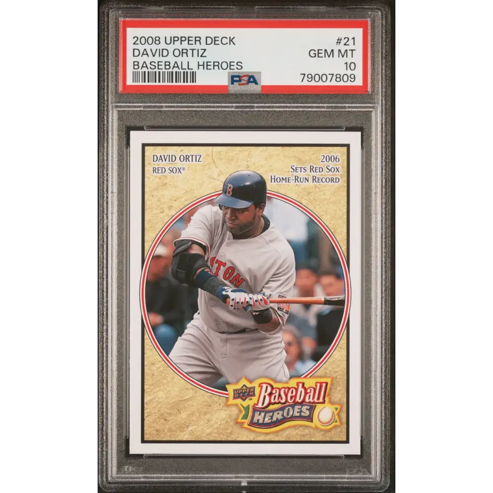 2008 UPPER DECK BASEBALL HEROES DAVID ORTIZ BASEBALL #21 - PSA 10 - Graded Sports Cards PSA 10