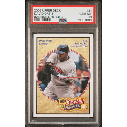 2008 UPPER DECK BASEBALL HEROES DAVID ORTIZ BASEBALL #21 - PSA 10 - Graded Sports Cards PSA 10
