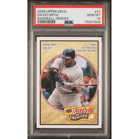 2008 UPPER DECK BASEBALL HEROES DAVID ORTIZ BASEBALL #21 - PSA 10 - Graded Sports Cards PSA 10
