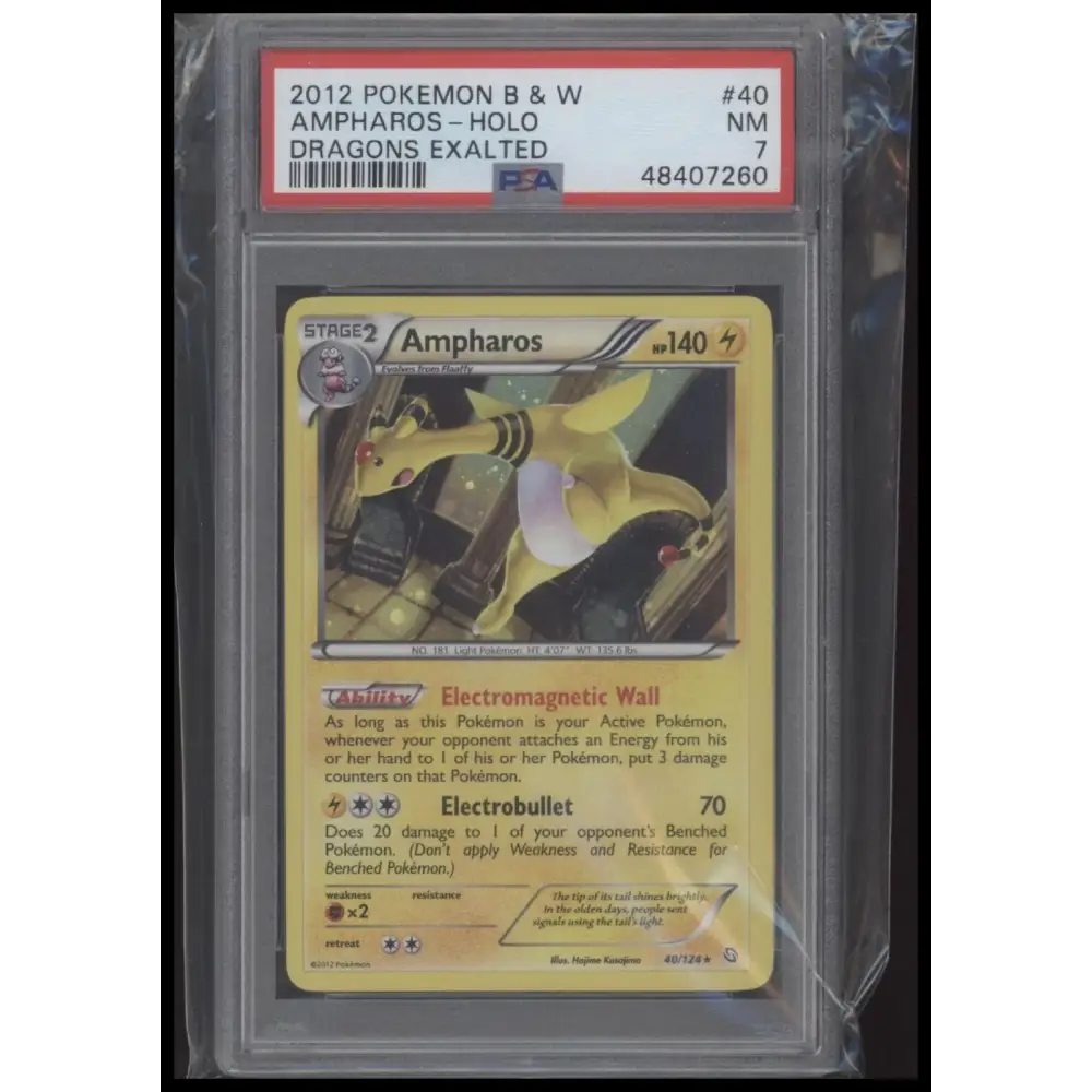 2012 Pokemon Black & White Dragons Exalted #40 Ampharos-Holo PSA 7