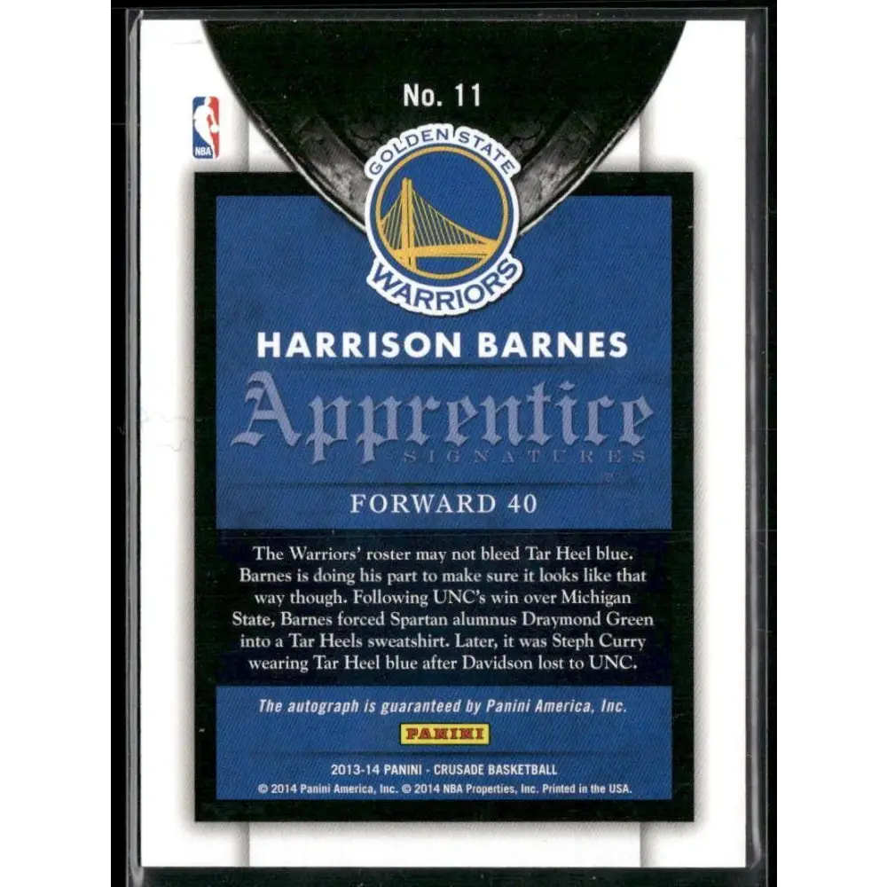 2013-14 Panini Crusade #11 Harrison Barnes Apprentice Signatures