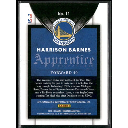 2013-14 Panini Crusade #11 Harrison Barnes Apprentice Signatures