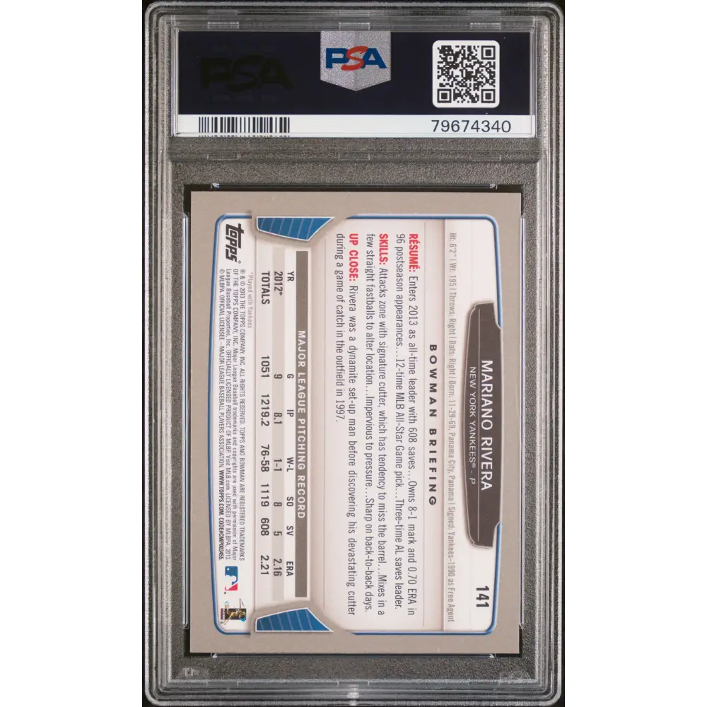 2013 BOWMAN MARIANO RIVERA #141 - PSA 10 - Graded Sports Cards PSA 10