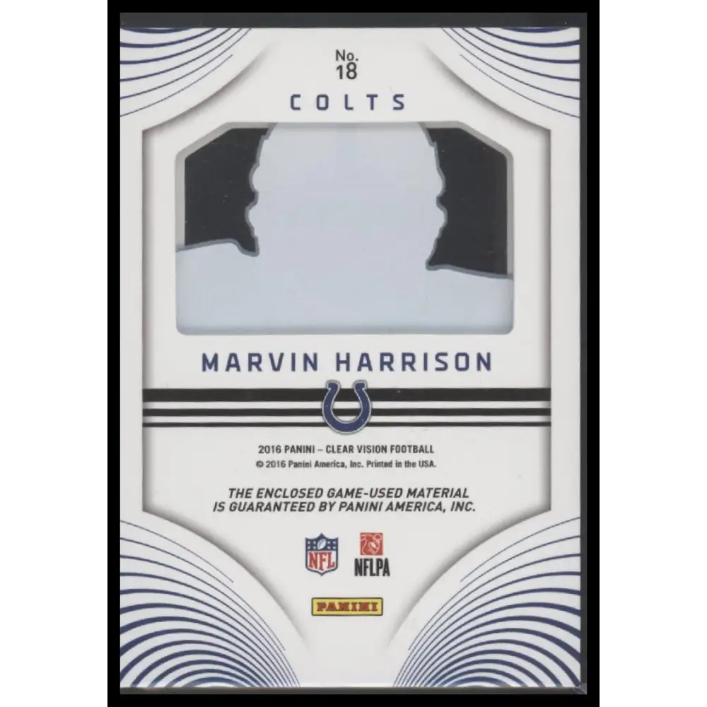2016 Panini Clear Vision #18 Marvin Harrison Clear Vision Jersey #/99